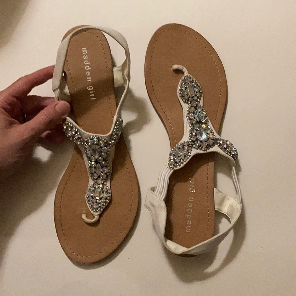Crystal embellished Madden Girl Tuzie sandal 9.5